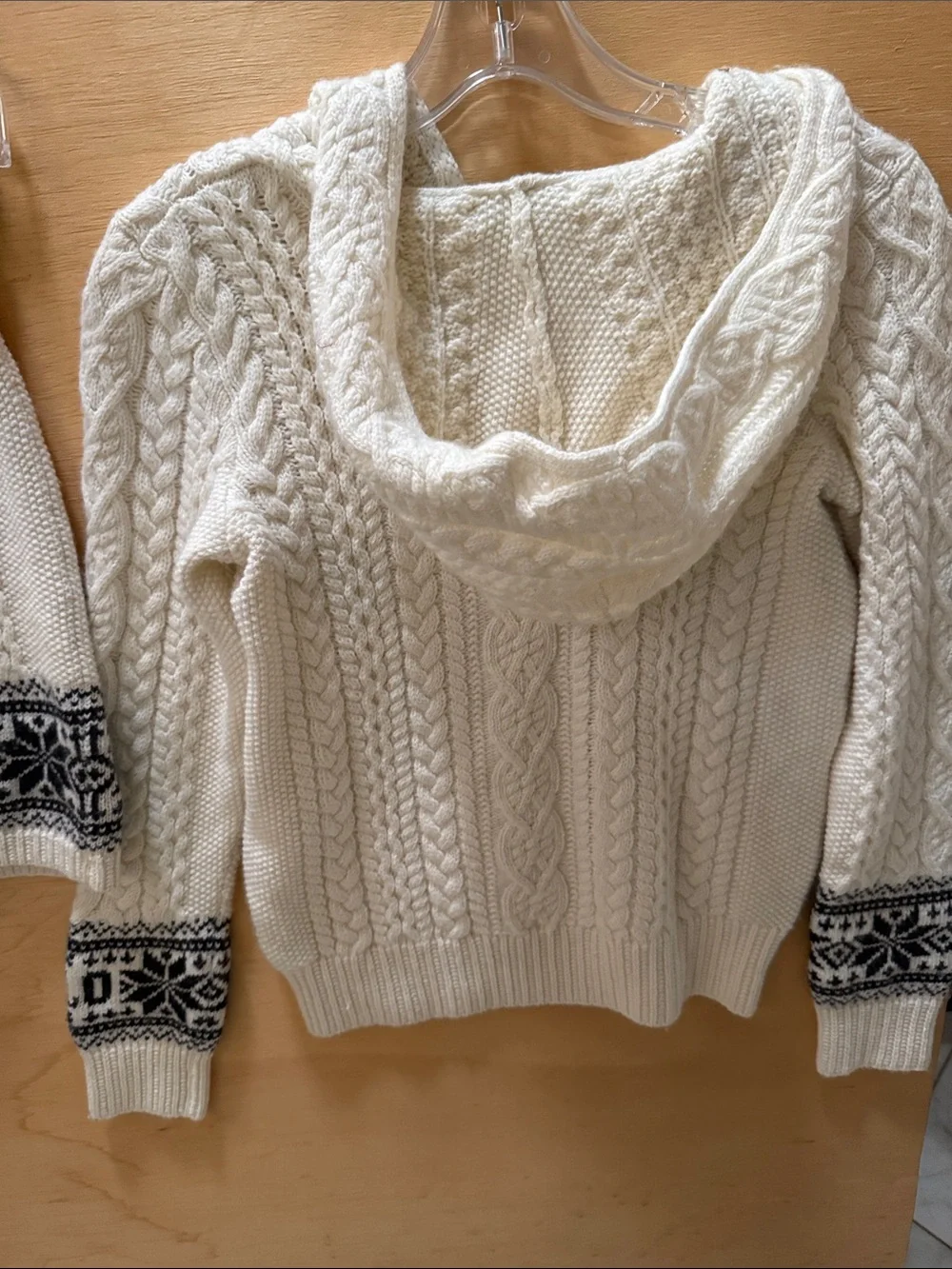 Polo Ralph Lauren Cream Knit Hooded Sweater Skirt Set Black Nordic Trim Girls XL